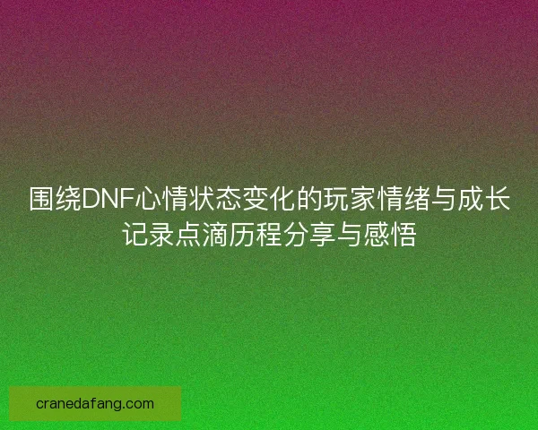 围绕DNF心情状态变化的玩家情绪与成长记录点滴历程分享与感悟
